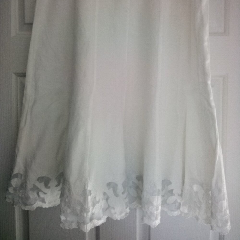 Women's White Linen Skirt Fancy Lace Trim By: Lane Bryant Size: 16 Stretch Waist